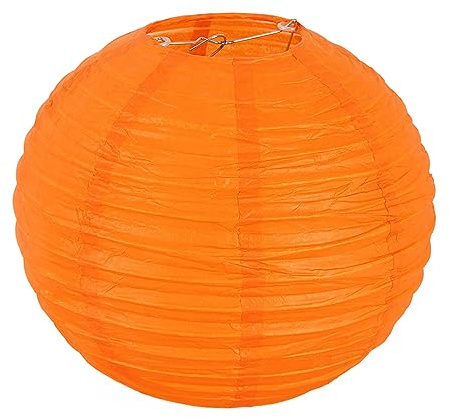 10 Stücke Einfarbige Lampions, 20cm Rund Papier Lampenschirm, Orange | Hängendes Design, Classic Bamboo Style Papierlaterne für Hochzeitsdeko Geburtstag Garten DIY Wohnraumgestaltung
