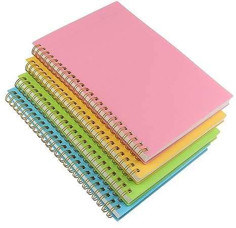 Aacehlh Spiral Notebook Journal,5.5 x 8.5 Plastic Hardcover College Ruled Notebook with 4 Colors,80 Sheets / 160 Pages Per Journal for Work,Study and Notes (light green,light blue,yellow,pink).