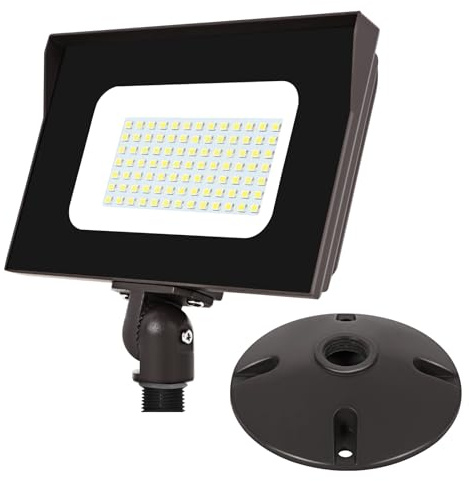 Tesoorda LED Flood Lights Outdoor, 60W 7200LM IP65 Waterproof Adjustable Knuckle Mount LED Security Light,500W Halogen Equiv,5000K Daylight Dusk to Dawn Flood Light for Yard, Garage, Garden