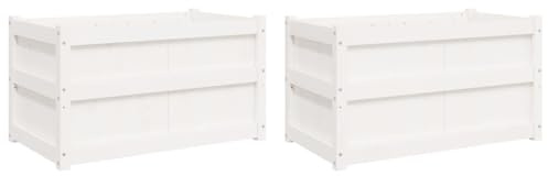 vidaXL Jardinières 2 pcs, Lits Surélevé, Bacs à Fleurs, Pots de Plantes, Boîtes à Fleurs Jardin Patio Terrasse, Blanc Bois de Pin Massif