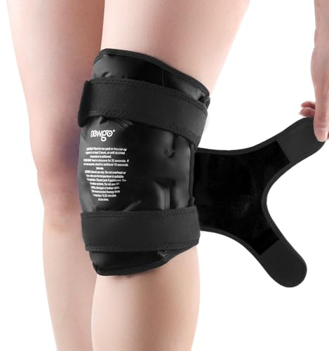 NEWGO Manicotto refrigerante per ginocchia, riutilizzabile, per il freddo, per il ginocchio, per il sollievo dal dolore, 1 pezzo, nero