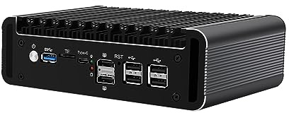 HUNSN Micro Firewall Appliance, Mini PC, VPN, Router PC, Intel Alder Lake-N 12th Gen N200, RJ47, 6 x 2.5GbE I226-V, 2 x HDMI2.1, TF, Type-C, Barebone, NO RAM, NO Storage, NO System