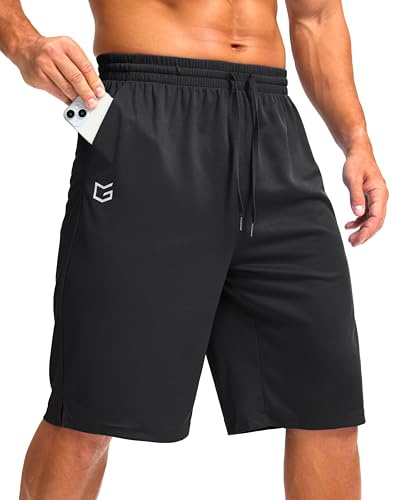 G Gradual Men's Athletic Shorts with Pockets 11 Long Basketball Shorts Lightweight Quick Dry Gym Workout Shorts for Men(Black,XXL)
