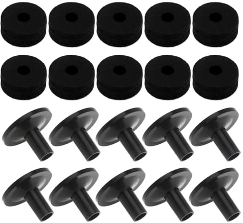 10 Sets Standardgrößen-Beckenständerhülsen und Filz, schwarze Beckenständer Filzpads Ersatz