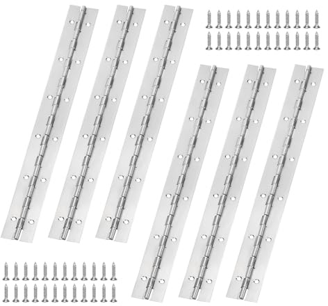 AZKEEGREY 6 Pcs Piano Hinges 12 Inch Stainless Steel Piano Hinge with Screws Heavy Duty Continuous Piano Hinge for Pianos Cabinet Wood Doors Windows Boats