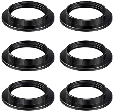 AEIOPRS 6 Pcs E27 Anillo Reductor de Pantalla de Lámpara, Convertidor de Plástico, Anillos de Pantalla, Lámpara Anillo Retención, Lámpara Adaptador, Para Montaje de Pantallas de Lámpara