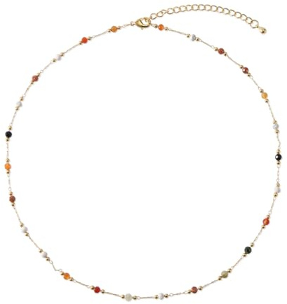 Pärlhalsband, 40cm Pärlhalsband Titanstål Sommarhalsband Trendigt Boho-Halsband Smyckespresent Till Kvinna