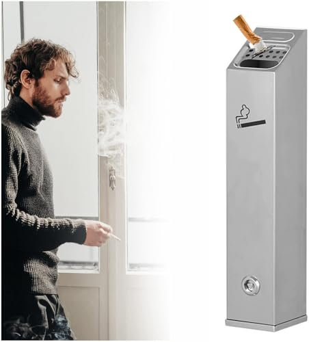 YUZDNM Outdoor Zigarettenrußsäule - Wand-Aschenbecher Edelstahl Outdoor Zigaretten-Aschenbecher Creative Public Smokeless Outdoor Ash Tray Receptacles Abschließbar, Wandaschenbecher Für Draußen