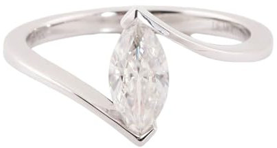Ayoiow 14 K Weißgold Ring Verlobung Gold 1Ct Marquiseschliff Weiß Moissanit Solitär Verlobungsring