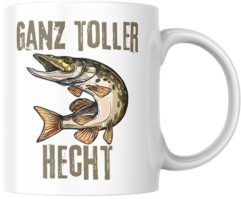 Ganz toller Hecht Angler Fischer angeln Hobby Spruch Tasse Geschenk (Weiß)