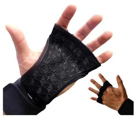VONCYKI Fitness-Handschuhe, Hanteln, Training, Workout, rutschfest, Gewichtheben, Griffpolster, Kreuzheben, Handschuhe für Damen und Herren, Handflächenschutz (schwarze Handschuhe, Größe L)