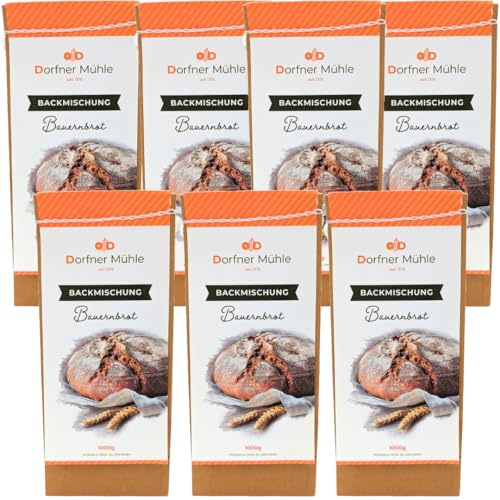 Brotbackmischungen Dorfner Mühle - 14 Brote [7x1kg] - Handgemacht in Bayern seit Generationen (7 x 1kg, Bauernbrot)