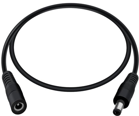 HuaLiSiJi Cable DC 5521 Prise DC Male Femelle 12V 24V 18AWG Câble D'extension Prise DC 5,5mm x 2,1mm pour Bande Lumineuse LED, Caméra CCTV, DVR (Noir, 0.5m)