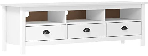 Mueble de TV blanco con chimenea eléctrica para sala de estar deslizante madera de pino consola de TV 158 x 40 x 47 cm