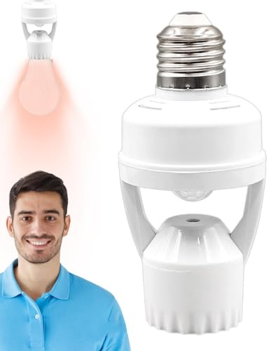 Zócalo de luz con sensor de movimiento, Zócalo de luz activado por movimiento | Adaptador E27 para Control Automático de Luz - Adaptador de bombilla, control de luz de encendido/apagado automático par