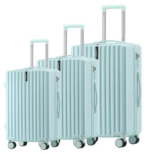 TIYFIY Kofferset 3 Teilig Hartschale Koffer Set Robustes und Langlebiges PC-Material Koffer mit TSA-Schloss Trolley Reisekoffer mit 360°-Rollen Rollkoffer für Reisen Geschäftsreisen, Blau