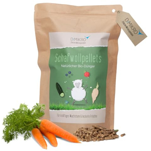 DIMIKRO Schafwollpellets - organischer Langzeitdünger - 2,5 kg | Natürlicher Dünger für Pflanzen, Gemüse, Obst- und Ziergehölze - fördert nachhaltige Böden im eigenen Garten