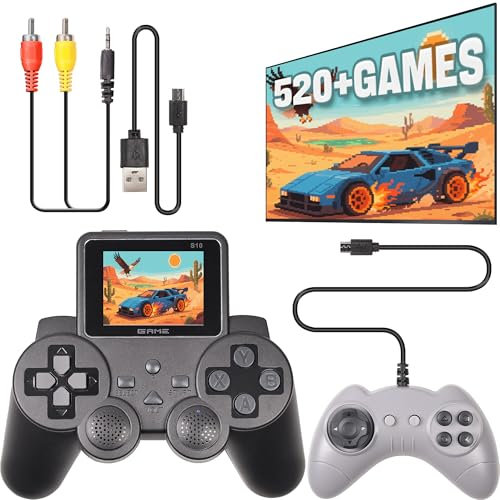 Arespark Console de Jeu Portable, 3,0 Pouces Console De Jeux Vidéo avec 2 Gamepads, Jeux Console Retro pour Deux Joueurs, Sortie TV, avec 520 Classique Jeux