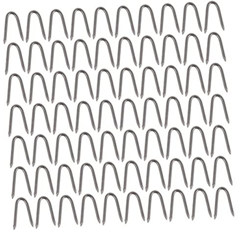 PHENOFICE Clous en u Galvanisés 140 Pcs pour Clôtures De Jardin Et Fixations Extérieures, Piquets en Fer Solide, Format Compact pour Stabilisation des Grillages Et Filets