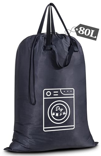 Asnews Wäschesack Reise 60 x 90cm, Nylon wasserdichte Wäschebeutel mit Kordelzugverschluss und breite Riemengriffe, 120L Schmutzwäschebeutel Tasche für Reisen, Camping, Studentenwohnheim, Wäschekörbe