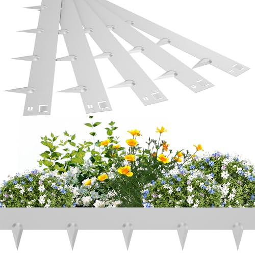 YRHome 10m Verzinkte Rasenkante Metall 16cm Hohe Beeteinfassung Flexible Beetumrandung und Mähkante Rostfeste Wetterfest Gartenpalisade für Rasenbegrenzung Hof und Wege Einfache Montage (Silber)