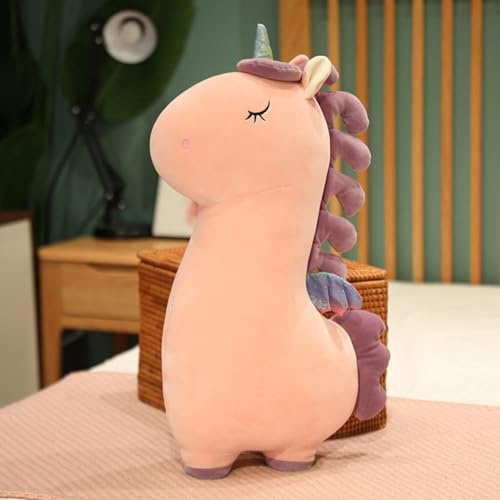 Ueiwffzo Einhorn Kuscheltier, Niedliche Einhorn Plüschtier Stofftier Plüsch Baby Spielzeug, Einhorn Plüschkissen Plüschpuppe Spielzeug Geschenk Für Kinder Mädchen (60cm,Rosa)