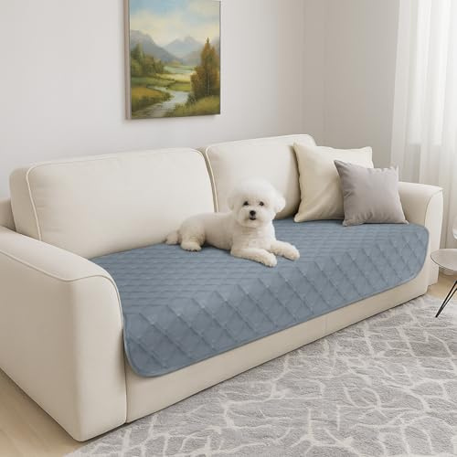 TAIKURA Coperta Animali Impermeabile 76x190 cm/30x75,Copriletto per Cani Gatti,Antiscivolo, Riutilizzabile, Lavabile in Lavatrice,Grigio Scuro,per Divano, Letto, Mobili