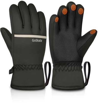 GoSkala Guanti Invernali Bambino, Guanti Termici Ciclismo Impermeabili, Antiscivolo con Touchscreen da Portiere, Ciclismo, Calcio, Sci, Nero, 4-12 Anni