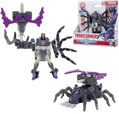 Transformers CYBERWORLD Airachnid Cyber Changers mit Panzerung Action-Figur (10 cm), schneller Wechsel in den Spinnen-Modus, Roboterspielzeug für Jungen und Mädchen ab 6 Jahren