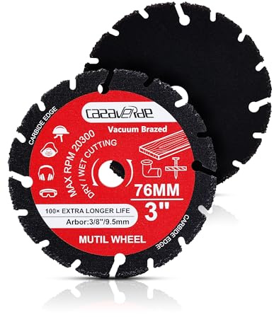 Casaverde 2 Pack 3/76mm Carbide Multi Wheel Cutting Disc Wheel for Wood Boards,Gypsum Boards,Fiberglass Board,Plastics