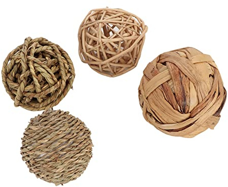 Dioche Naturliga Gräs Tuggbollar för små Djuraktiviteter - Säker 100% Wild Vetch Ting Toy för Kaninkaniner, Marsvin och Gerbils - Helt Naturlig Handgjord Livsstilsberikning