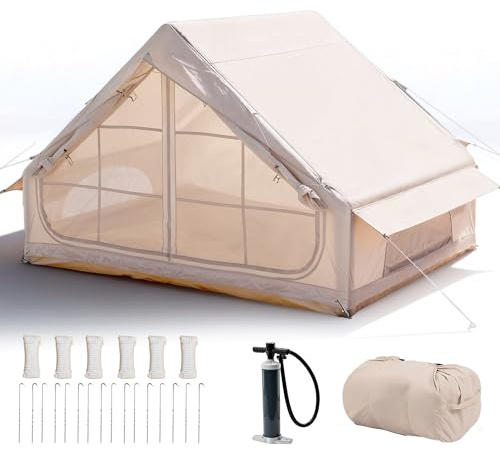 AirOutelle 4-6 Person Inflatable Air Tent - 4 Season Family Camping Tent with 3000mm Waterproof & Quick Setup Under 5 Mins, Includes Manual Pump, Storage Bag & Stakes