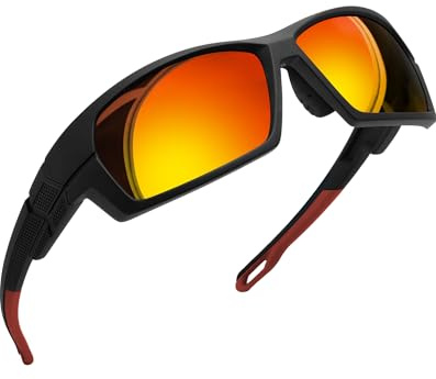 Joopin Wraparound Fahrradbrille Sport Sonnenbrille Herren Polarisiert UV400 | Unpolarisiert-Gelb, Sportbrille, Fahrerbrille, TR90, Winddicht, Schnelle Brille, Radsportbrille, Angel, Autofahren