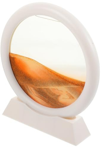 BESPORTBLE Tableau de Sable Mouvant 3D en Sablier 5 Pouces Cadre Blanc Décoration de Table Jaune pour Bureau et Maison Ornement de Peinture sur Sable Apaisant et Original