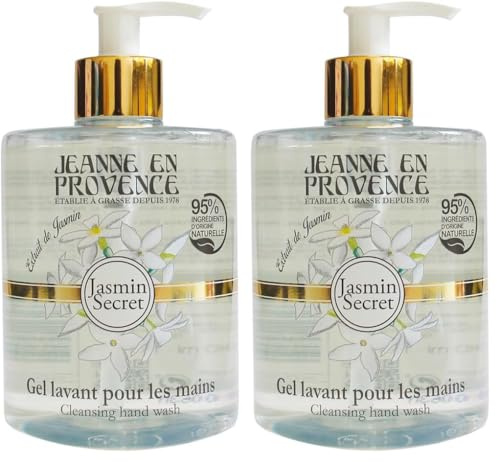 JEANNE EN PROVENCE - Gel Lavant pour les Mains - Parfum Jasmin Secret - Flacon Pompe 500 ml - 95% d'Ingrédients d'Origine Naturelle - Fabriqué en France à Grasse (Lot de 2)
