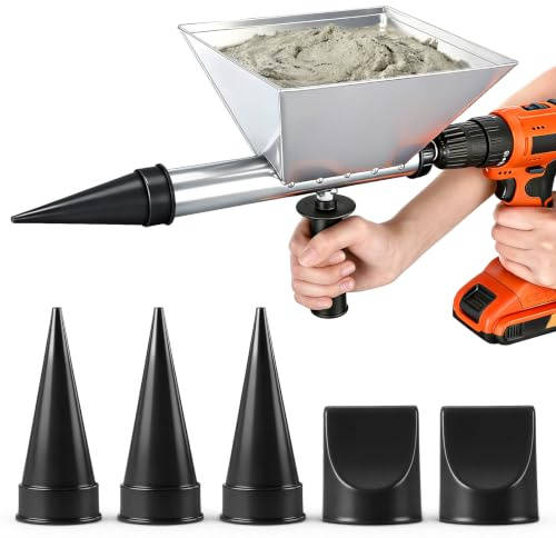 Lanties Electric Mortar Caulking Gun, Portable Cement Grouting Machine, Reusable Mortar Pointing Gun with 5 Nozzles for Walls, Bricks, Floors (Not Include Electric Drill) (Black)