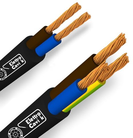 ELETTROCAVI K - CAVO ELETTRICO H03VV-F 2x0,50 mm² NERO BIPOLARE 2 POLI SIMILGOMMA GOMMATO FLESSIBILE CPR ECA PROFESSIONALE MADE IN ITALY 50 METRI