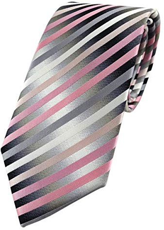 TigerTie Designer Seidenkrawatte in rosa anthrazit silber gestreift