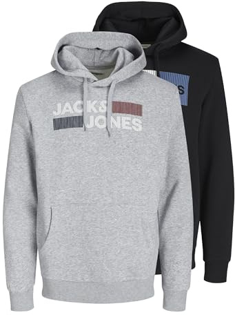 JACK & JONES NOS Jjecorp Logo Sweat Hood Noos, Sweat-Shirt À Capuche Homme, Gris (Light Grey MelangeGrau), X-Large