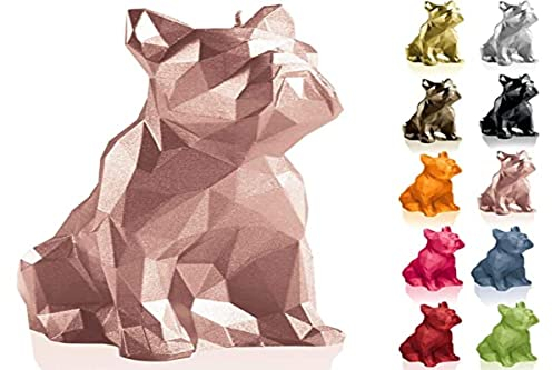 Candellana Handmade Bulldog Low-Poly Kerze Geschenk- Lustig - Dekorative Kerze - Home Décor - Geschenke für Freunde - Baumwolle Docht - Brenndauer 24h - Rose Gold Kerze