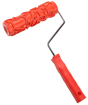 Utoolmart Home-Wand-Gummi-Farbroller, 175 mm, gemusterte Farbrolle für Wanddekoration, Rissmuster, Malwalze, EG046T Holzmaserung, Malwalze, mit rotem Kunststoffgriff, 1 Stück