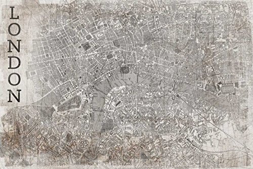 Feeling at home LEINWANDDRUCK im SCHATTENFUGENRAHMEN Karte London weiß PI Studio - Karten horizontal Kunstbilder im Holzrahmen cm_78_X_118