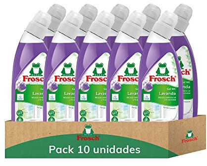 Frosch - Gel WC Ecológico, Limpiador de Cal y Residuos Para Inodoro, Higienizante con Lavanda - Pack de 10 Unidades x 750 ml