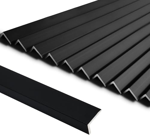 SUNWINGS 10-Pack 12 Inch Peel and Stick Aluminum Tile Trim, Decorative Kitchen Backsplash Trim Edge, Self Adhesive Tile Liner Matte Black Medium