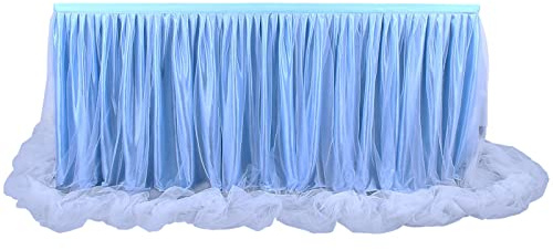 aromm Tüll Tischrock Abdeckung für Babyparty Hochzeit Parteien Tischdekor Blau,9 FT (L275cm×H77cm)