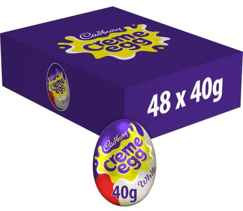Cadbury White Chocolate Creme Eggs, Perfect for Easter Egg Hunts, Bulk Buy (Pack of 48)