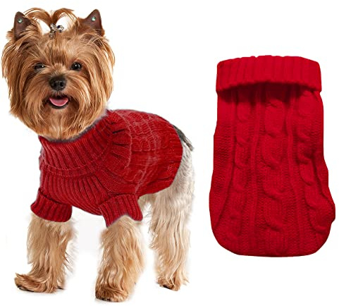 Hundepullover für kleine Hunde, Mädchen und Jungen, Größe XS, Yorkie-Pullover, XXS, Welpen, Hundepullover, Winter, warm, Rollkragen, Strickwaren, Pullover für Chihuahua, Herbst, Winter, kaltes Wetter,