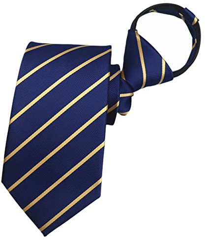 Vizakiss Men's Zipper Tie Pretied Solid Checks Striped Wedding Business Formal Necktie