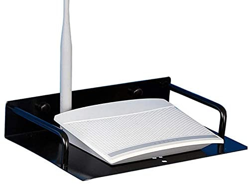KAXGU Schwimmendes Unterhaltungszentrum Medienkonsole Schwimmender Schrank Spielekonsole Router Dvd-Regale Wandhalterung Player-Ständer Rack Aluminium-Router-Halter Tv-Box-Regal/Black/L