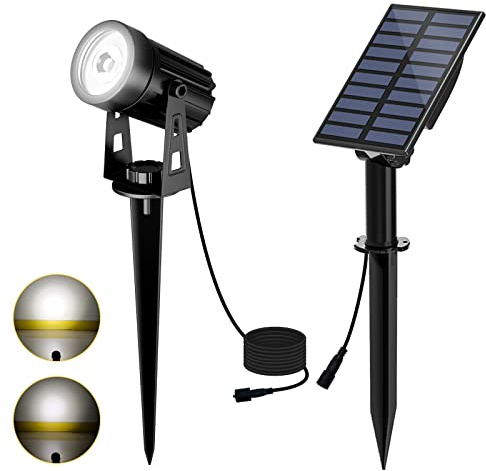 T-SUN Solar Gartenleuchten, 2-in-1 Wasserdicht Drahtlos Outdoor Wandleuchte, 2 Beleuchtungsmodi, Sicherheitsbeleuchtung für Hof, Rasen, Wege, Auffahrt, Terrasse.（6000K Kaltweiß）, 6000k White, TS-S42